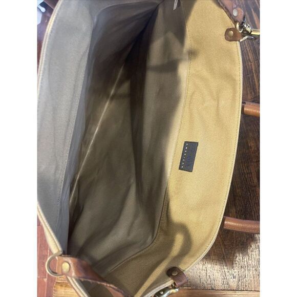 Clava American Third Avenue Mgmt Canvas Leather Oversized Slim Bag Rare - Picture 3 of 6